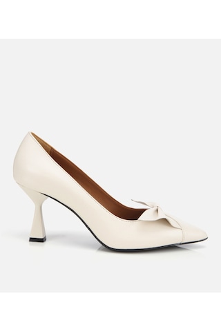 Hotiç Kadın Deri Ekru Fiyonk Detaylı İnce Topuklu Stiletto 01ayh315460a400 01ayh315460a400 Ekru