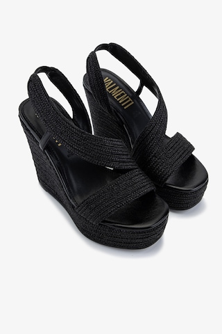 Valmenti Kadın Deri & Tekstil Siyah Topuklu Ayakkabı 1141 927 Bn Ayk Y26 Black Ropes