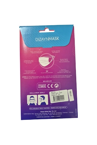 Dizaynmask Gümüş İyonlu Yıkanabilir Maske Beyaz - L