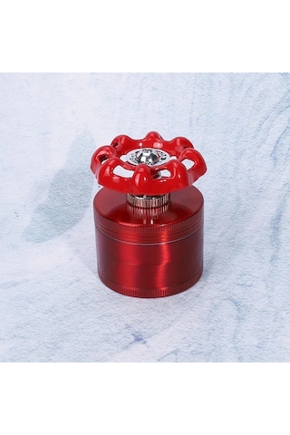 Elmpaly 1 Adet Çinko Alaşım Manuel Tütün Değirmeni 4 Katlı Manyetik Kapaklı 50mm Kırmızı