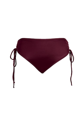 Endeep Kadın Yüksek Bel Yan Büzgülü İpli Bordo Bikini Altı-bordo Bordo