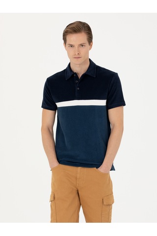 Lacivert Slim Fit Polo Yaka T-shirt