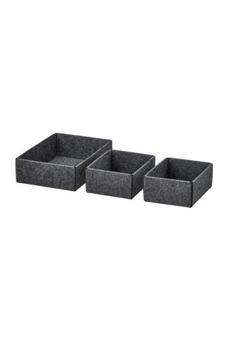 3 Adet Kutu Seti, Gri, Çekmece İçi Düzenleme Organizer, 10 X 15 Cm Çok Renkli