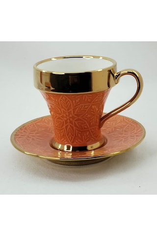 Tutku 2 Kişilik Porselen Nescafe Ve Çay Fincanı Turuncu Renk Turuncu