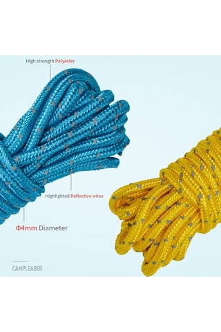 Novahub Kalın 4mm, Çok Renkli, Gece Yansımalı, Kaymaz Poliester Çadır İpi Seti 8 Parça Mor Güvenli Kullanım İçin Mor