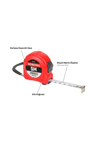 Workpro Wp261003 5mx19mm Beyaz Çelik Şerit Metre Standart