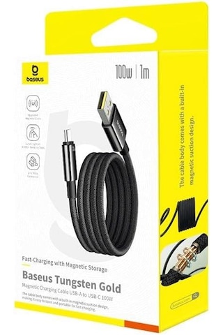 Baseus Tungsten Gold Manyetik Usb-c Kablo 100w Siyah,1 Metre 100 Cm