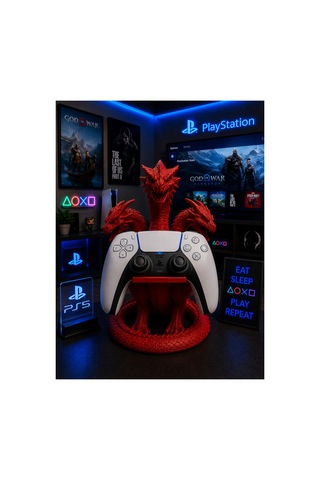 Playstation 5 Dualsense Üç Başlı Ejder Kol Standı Kırmızı Playstation 5 Dualsense Üç Başlı Ejder Kol Standı Kırmızı