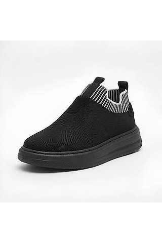 Daytex 1110 Erkek Slip-on - Full Triko Örgü Sneaker Siyah