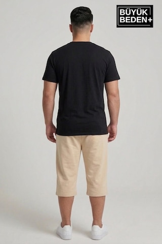 Süperlife Büyük Beden Erkek 3xl-6xl Rahat Kalıp Cepli Brooklyn 1970 Baskılı Penye Kapri Şort Spr26bsr591-03 Bej