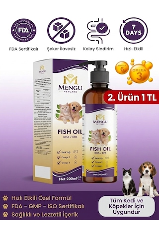 Fish Oil - Kedi Ve Köpekler İçin Balık Yağı Omega 3-6 Epa Dha Norveç Somon Yağı Bağışıklık Desteği