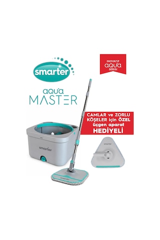 Smarter Aqua Master + Üçgen Aparat Temiz & Kirli Suyu Ayırma Özelliği Otomatik Temizlik Seti Mop