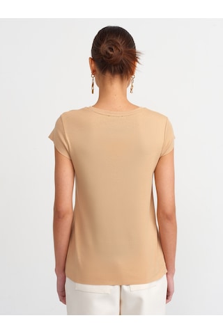 Dilvin Bisiklet Yaka T-shirt 101a30719 Bej