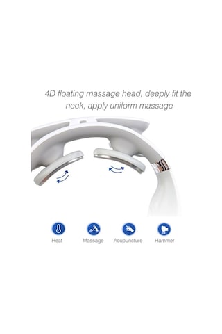 Tongxida 4 Başlıklı Akıllı Boyun Masaj Cihazı, Beyaz, Usb Isıtmalı Titreşimli, Boyun Masajı İçin İдеal Beyaz