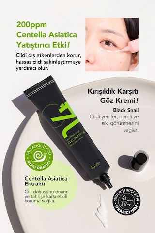 Esfolio Siyah Salyangoz Özü İçeren Onarıcı Göz Kremi Esfolio Cica Black Snail Eye Cream 30 G
