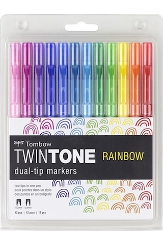 Tombow 12'Li Twintone Gökkuşağı Çift Taraflı Keçeli Kalem Seti 61