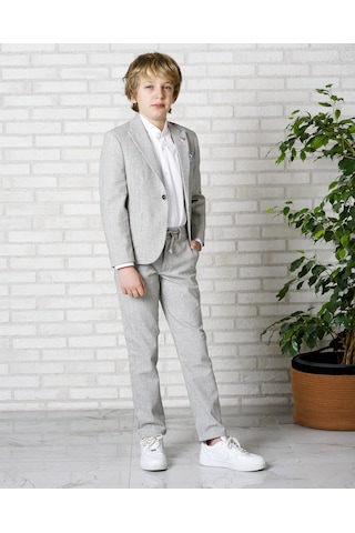 Erkek Çocuk Takım Elbise 3'lü Spor Takım Ceket-pantolon-gömlek 3-14 Yaş Haki