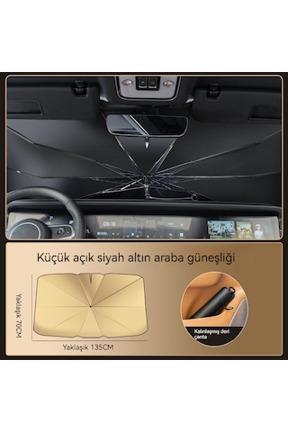 Katlanır Araç Ön Camı Güneşliği Küçük Altın 02