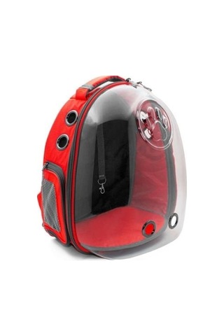 Cattie Şeffaf Kedi Küçük Irk Köpek Taşıma Sırt Çantası Kırmızı 25 x 30 x 40 CM