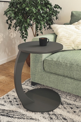 İntergo Tekerlekli C Yan Sehpa Antrasit Gri