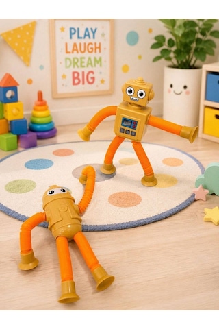Eğlenceli Vantuzlu Uzayan Robot - Turuncu Eğlenceli Vantuzlu Uzayan Robot - Turuncu