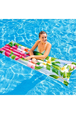 Intex Tropikal Çiçek Desenli Şişme Deniz Yatağı 183x69 Cm Havuz Ve Plaj Yatağı Çok Renkli