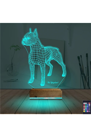 Luvivia Köpek Boxer Kişiye Özel 3d Lamba - Masa Gece Lambası Şeffaf