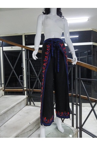 Eren Style Otantik Nakış İşlemeli Harem Şalvar Bulmaca Pantolon 104 Cm -9315 Siyah