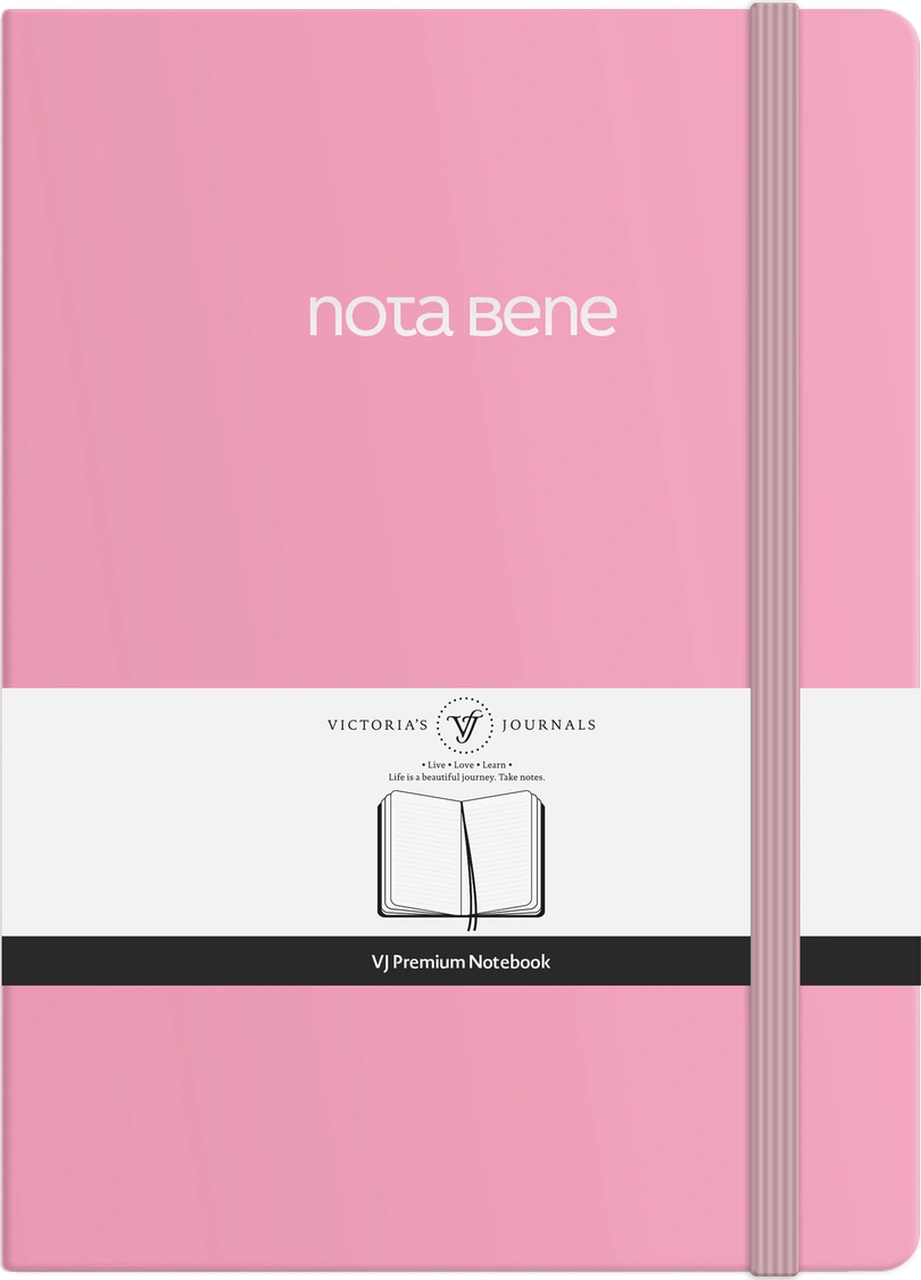 Nota Bene Premium Sert Kapak Defter, 14.8x21 Cm, Çizgili Pembe
