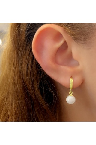 Stela Ay Taşı Gümüş Küpe Sarı