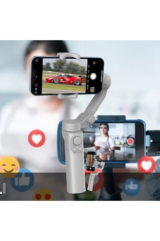 Go Des Gd-f5 3 Eksenli El Tipi Yüz Tanıma Takip Özellikli Gimbal Stabilizatör Gri Gri