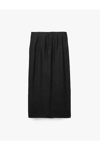 Koton Slim Fit Viskon Kruvaze Yırtmaç Detaylı Midi Etek Siyah 7wak70040pw