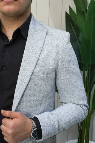 Bys Beystil Sivri Yaka Lacivert Kırçıllı Blazer Ceket Garcia - Slim Fit