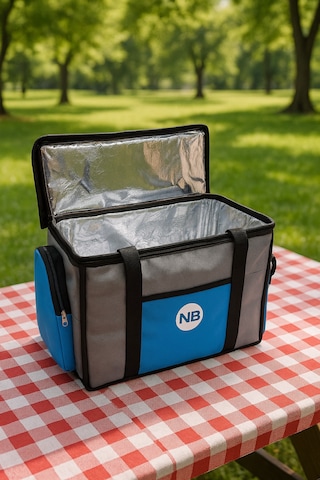 Newbag Yandan Cep Yalıtımlı Soğutucu El Askılı Kamp Çanta-gri Mvi Gri - Mavi