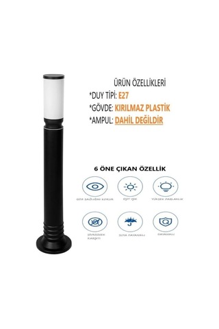 Tr Zita Bahçe Aydınlatma Kule Armatür 80 Cm. Siyah Uzun Siyah Ip54 1 Adet