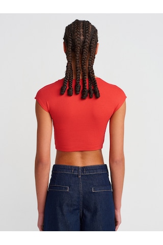 Dilvin 30528 Pamuk Ve Modal Karışımlı Crop Top-kırmızı Kırmızı