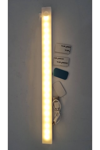 Hareket Sensörlü Şarjlı Led Dolap-çekmece-aydınlatma Işığı - Sıcak Sarı Işık-30 Cm Sıcak Işık