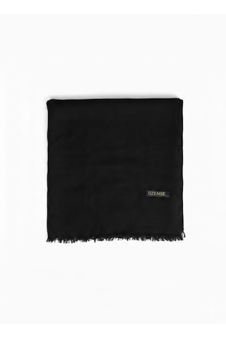 Özense Çift Flamlı Pamuklu Terletmeyen 4 Mevsim Kullanılabilir 100x100 Cm Eşarp Siyah