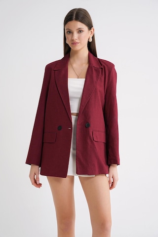 Mixray 4685 Kadın Kruvaze Keten Ceket Bordo