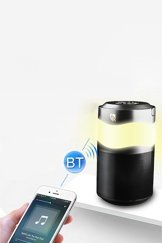 Thentech Taşınabilir Fener Ve Kablosuz Bağlantılı Güçlü Sesli Hoparlör Speaker Bluetooth Taşınabilir Hoparlör Siyah