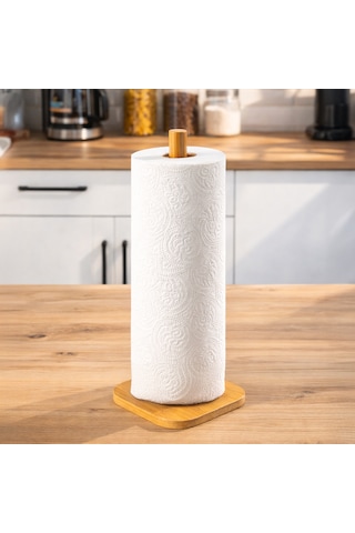 Porsima Pbt-352 Bambu Kağıt Havluluk Dekoratif Peçetelik Rulo Kağıt Havlu Standı Ahşap Kağıt Havluluk Açık Ahşap