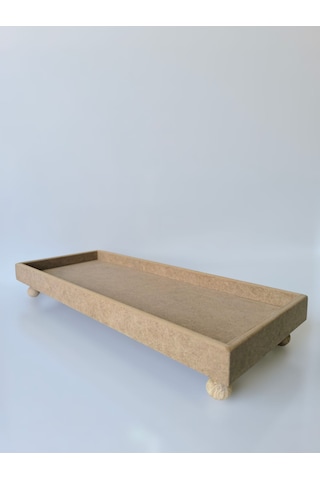 Ahşap- Boyanabilir- Dikdörtgen- Ayaklı Sunumluk Tepsi