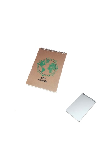 Üstten Metal Spiralli 100 Yaprak Çizgisiz Not Defteri Çevre Dostu Bloknot Ebat: 19,9 Cm X 13,9 Cm Kahverengi