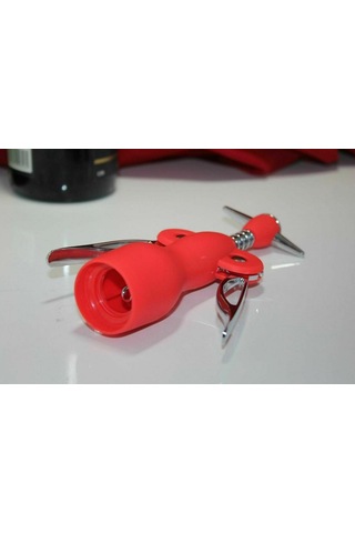 Paslanmaz Çelik Silikon Tirbuşon / Şarap Açacağı Kırmızı