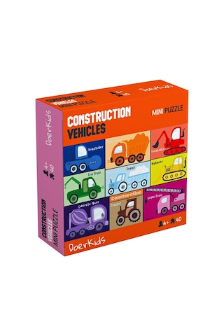 Doerkids Inşaat Araçları Iş Makinaları Mini Puzzle 40 Parça