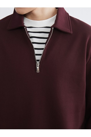 Lcw Vision Bordo Polo Yaka Erkek Kalın Sweatshirt