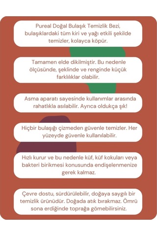 Pureal Yün Bulaşık Temizlik Bezi