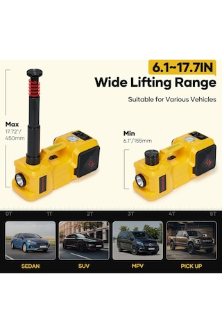 Auhma Ahj-01 5 Ton Elektrikli Hidrolik Kriko Seti - Hava Pompası 4'ü 1 Arada Araba Tamir Kiti