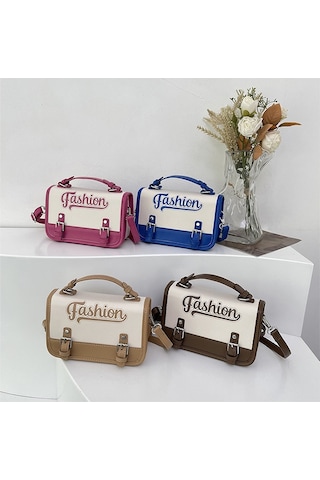 Jzcat Kadın Trendy Çok Yönlü Moda Kontrast Renk Messenger Çanta - Mavi