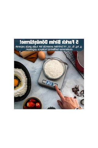 Hassas Dijital Mutfak Tartısı - Paslanmaz Çelik Yüzey, 5 Kg Kapasite
